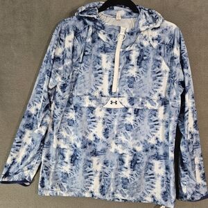 Under Armour Loose Womens Small Pullover Windbreaker Jacket Hood Tye Dye